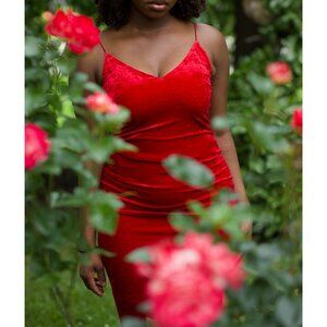 Red Velvet Dress for Valentines Day / brand: Revamped  / Size M / A bit stretch